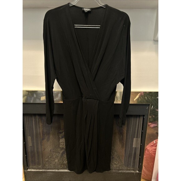 Women’s Worth New York Black  Long Sleeve Faux Wrap Dress Size Small - Picture 1 of 5